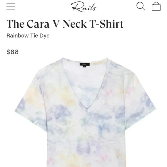 Rails Cara V-neck Slub Cotton Jersey Rainbow Tie Dye Tee Shirt Flawed XXL - Picture 6 of 13